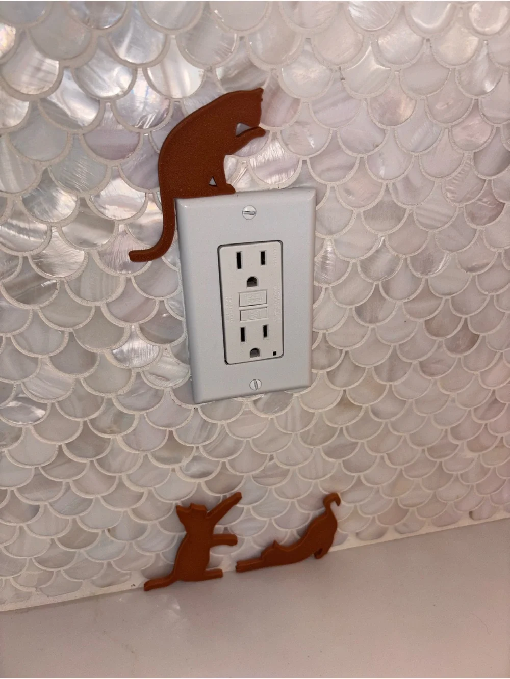 Wood Cat Wall Accent for Outlet - Decorative Home Wall Decor set of 3
